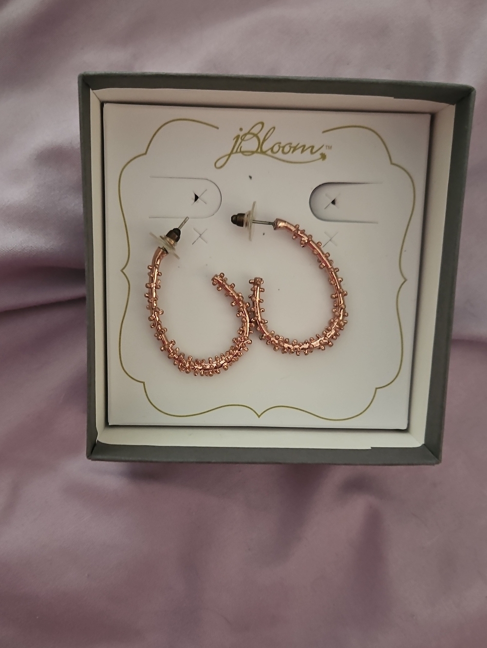 Jbloom  Rose Gold Textured Beaded Hoop Earrings for Women